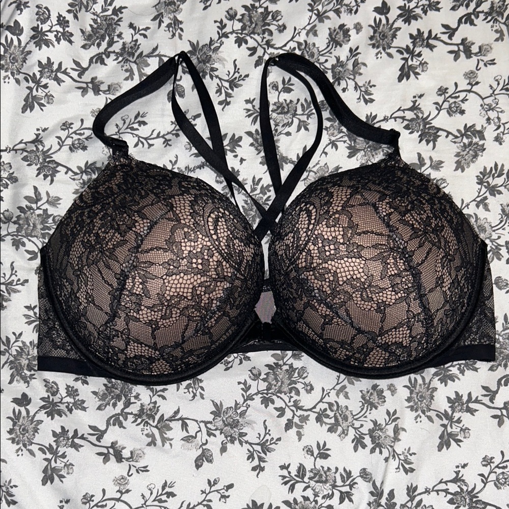Victoria's Secret Black Lace Bra bombshell plunge